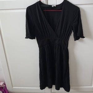 Aritzia Wilfred mini black silk dress with pockets